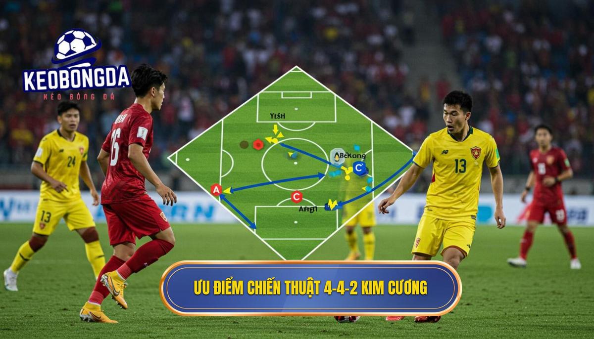 Chiến thuật 4-4-2 kim cương: Bí quyết Vận hành và Đánh bại đối thủ | KÈO BÓNG ĐÁ 2 Ưu Điểm Vượt Trội của Chiến thuật 4-4-2 kim cương